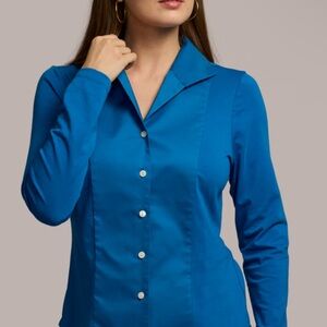 NWT HINSON WU Blue Button-Up with stretch. SIZE M